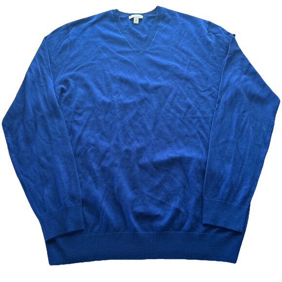 Gap Extra Fine Merino Wool Blue V-Neck Pullover Sweater Mens XXL Tall Preppy EUC - Picture 2 of 5